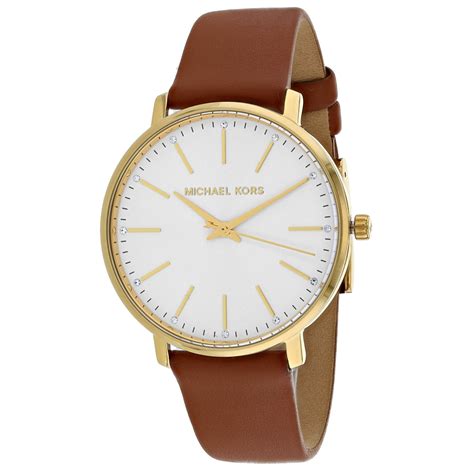 michael kors ladies brown leather watch